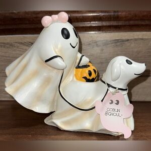 Cute 🥰 GOBLIN AND GHOUL Viral Ghost 👻 Girl and Pink Bow 🎀 Walking Dog 🐕 Figurine